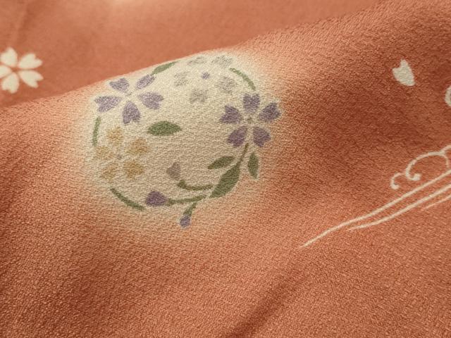 平和屋着物■小紋 花丸文 暈し染め 洗える着物 AABI8255st
