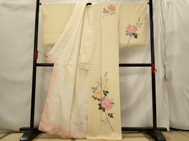 平和屋着物■訪問着 友禅 草花文 正絹 逸品 AABI8259st