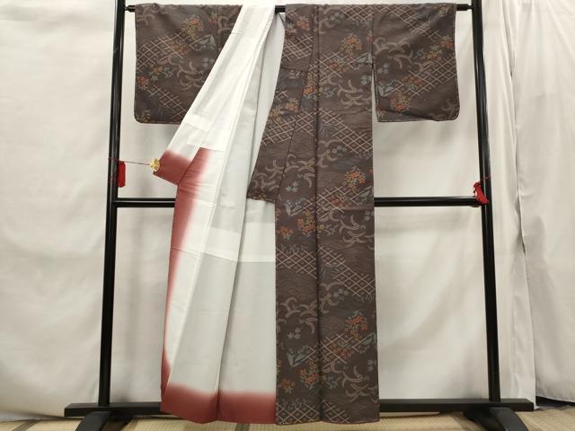 平和屋着物■小紋 草花文 洗える着物 未使用 AABI8261st