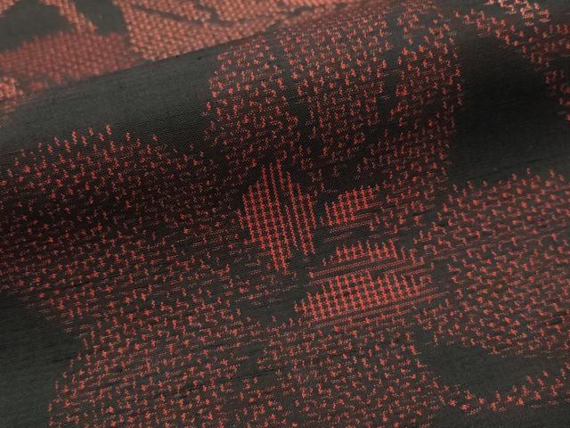 平和屋着物■上質な紬 枝花文 黒地 正絹 逸品 AABI8272st