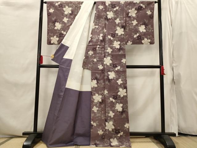平和屋着物■上質な紬 草花文 正絹 逸品 AABI8276st