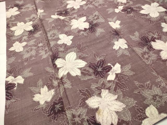 平和屋着物■上質な紬 草花文 正絹 逸品 AABI8276st