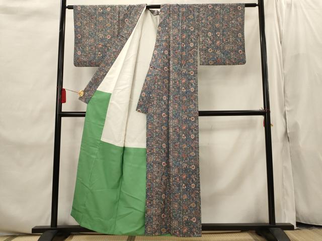 平和屋着物■上質な小紋 更紗花文 正絹 逸品 AABI8280st