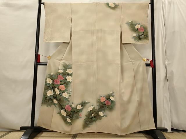 平和屋着物■訪問着 手描き 草花文 暈し染め 正絹 逸品 AABI8282st