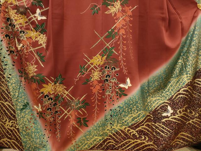 平和屋着物■豪華振袖 駒刺繍 花蝶文 暈し染め 金彩 正絹 逸品 AABI8298st