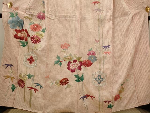 平和屋着物■豪華振袖 総絞り 駒刺繍 笹竹花文 金銀糸 正絹 逸品 AABI8301st