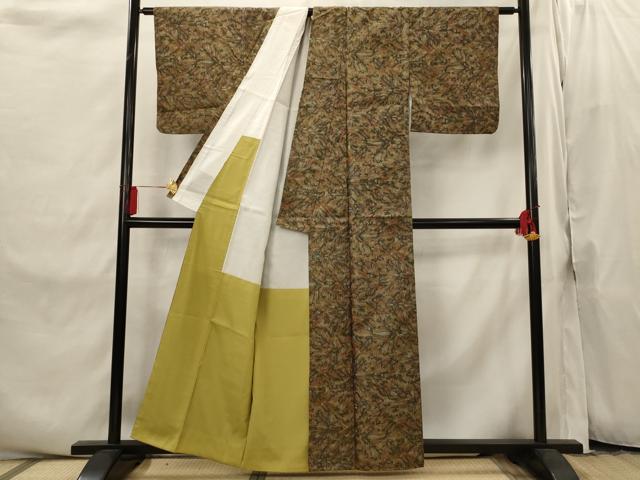平和屋着物■本場大島紬 7マルキ 枝葉文 正絹 逸品 AABI8311st