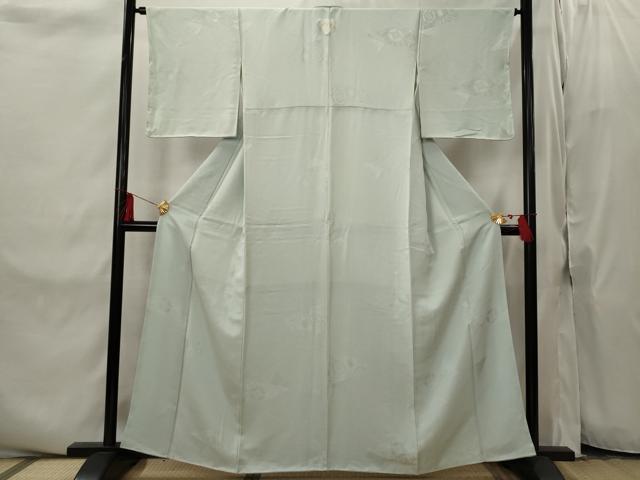平和屋着物■上質な色無地 吉祥切嵌地紋 秘色色 正絹 逸品 未使用 AABI8322st
