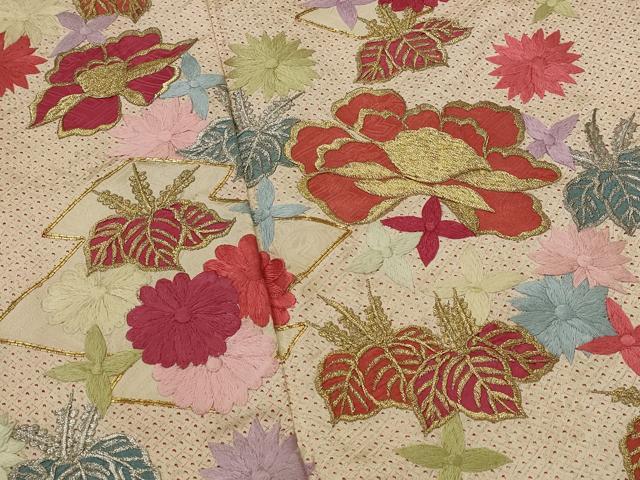 平和屋着物■訪問着 駒刺繍 松皮菱花文 金銀糸 正絹 逸品 AABI8327st