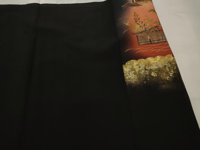 平和屋着物■豪華黒留袖 作家物 人物風景文 暈し染め 金彩 正絹 逸品 AABI8336st