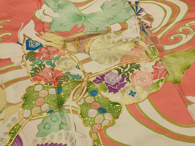 平和屋着物■豪華振袖 駒刺繍 流水舞蝶文 金彩 正絹 逸品 AABI8343st