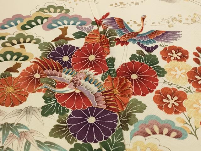 平和屋着物■豪華振袖 駒刺繍 雲取り飛鶴花文 金銀彩 正絹 逸品 AABI8344st