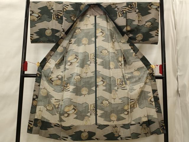平和屋着物■男性 長襦袢 無双仕立て 陶器文 金彩 未使用 AABI8346st