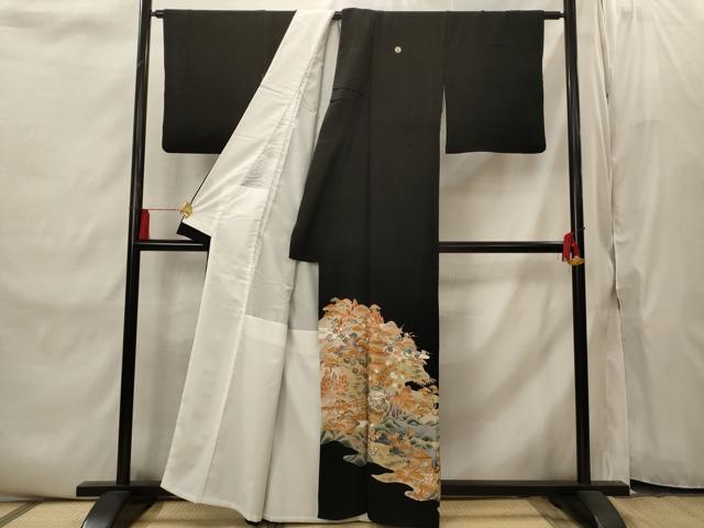 平和屋着物■豪華黒留袖 風景文 金彩 正絹 逸品 AABI8371st