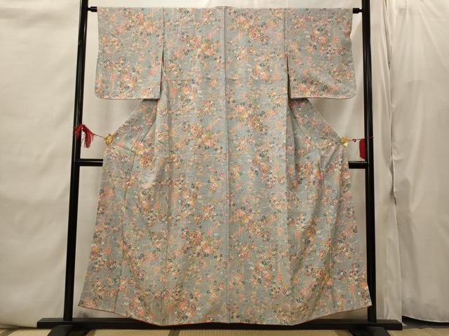 平和屋着物■上質な小紋 草花文 正絹 逸品 未使用 AABI8385st