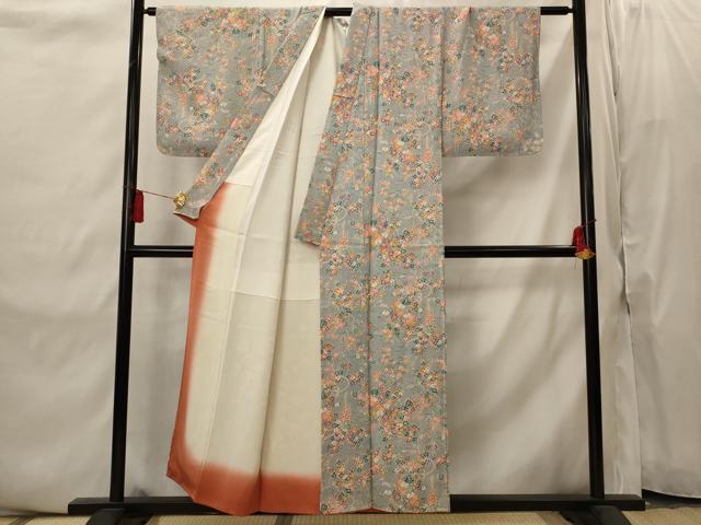 平和屋着物■上質な小紋 草花文 正絹 逸品 未使用 AABI8385st