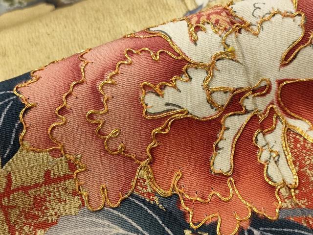 平和屋着物■豪華黒留袖 駒刺繍 花鳥文 金彩 正絹 逸品 AABI8390st
