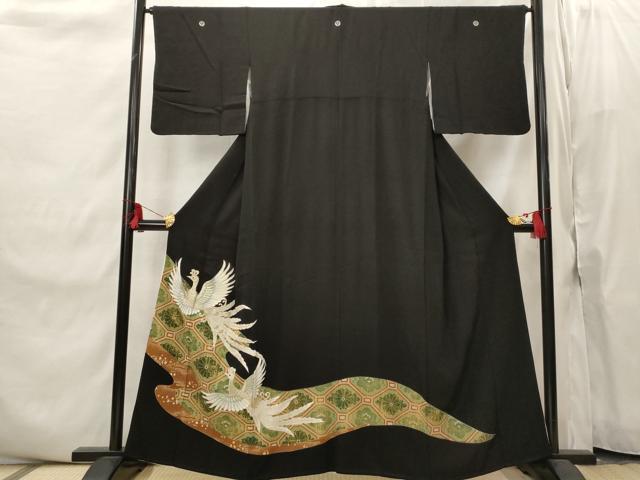 平和屋着物■豪華黒留袖 駒刺繍 鳳凰蜀江花文 金銀糸 金彩 正絹 逸品 AABI8395st