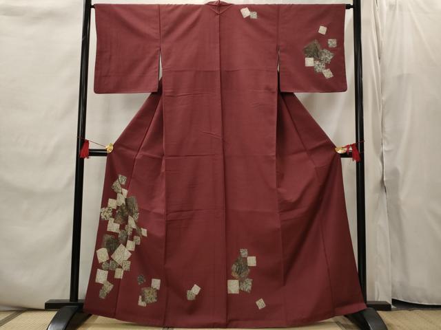 平和屋着物■訪問着 紬地 色紙重ね樹林文 金彩 正絹 逸品 AABI8400st