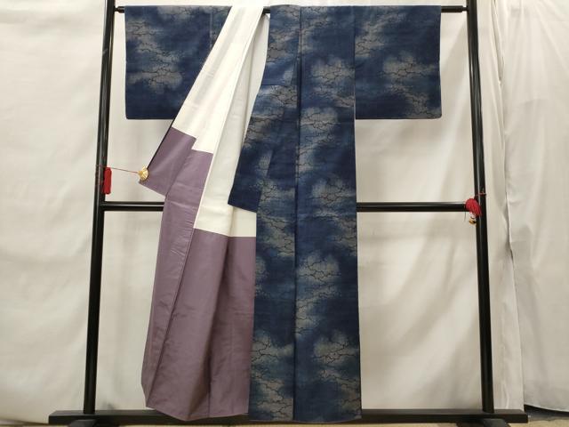 平和屋着物■上質な紬 雲取り文様 正絹 逸品 AABI8403st