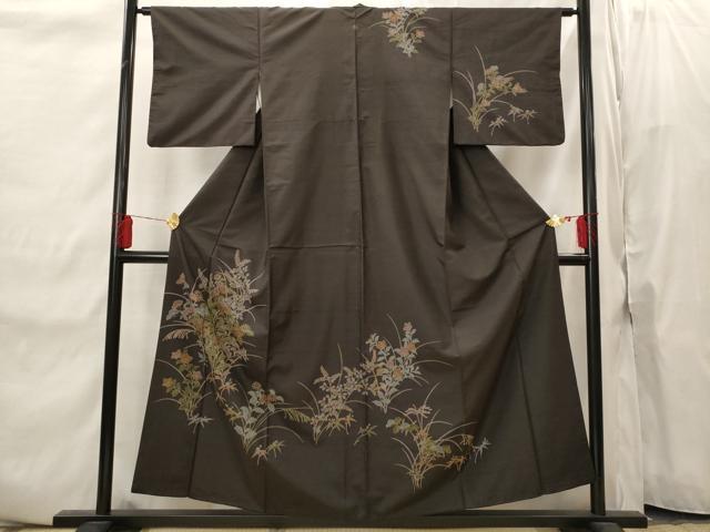 平和屋着物■訪問着 紬地 草花文 正絹 逸品 AABI8404st