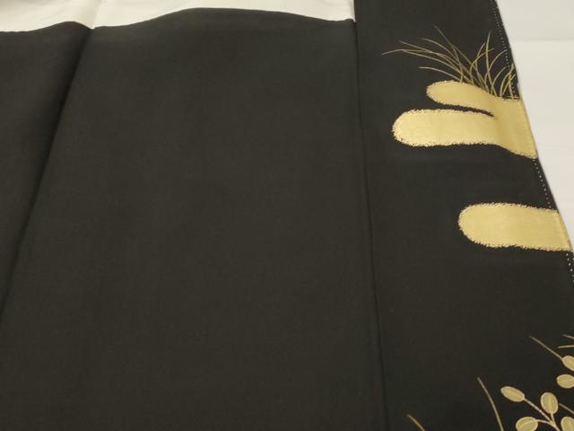 平和屋着物■豪華黒留袖 駒刺繍 御所車花文 金糸 正絹 逸品 AABI8410st