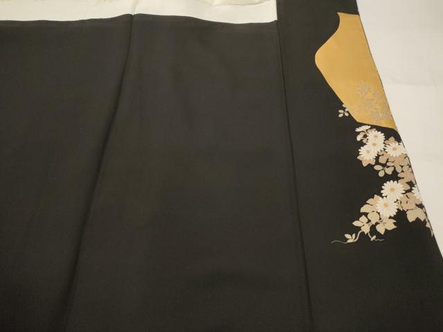 平和屋着物■豪華黒留袖 駒刺繍 色紙飛鶴花文 金銀彩 正絹 逸品 AABI8411st