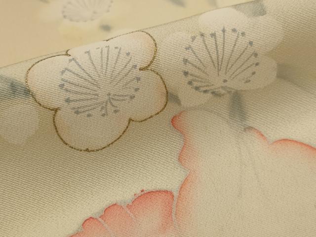 平和屋着物■訪問着 手描き 枝梅文 暈し染め 金彩 正絹 逸品 AABI8414st
