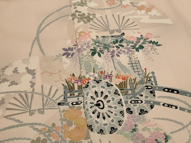 平和屋着物■訪問着 扇花車文 正絹 逸品 AABI8424st