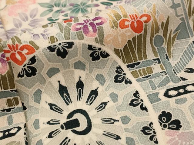 平和屋着物■訪問着 扇花車文 正絹 逸品 AABI8424st