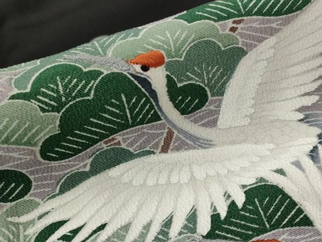 平和屋着物■豪華黒留袖 刺繍 流水飛鶴松文 正絹 逸品 AABI8434st