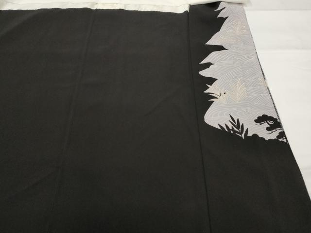 平和屋着物■豪華黒留袖 刺繍 流水飛鶴松文 正絹 逸品 AABI8434st