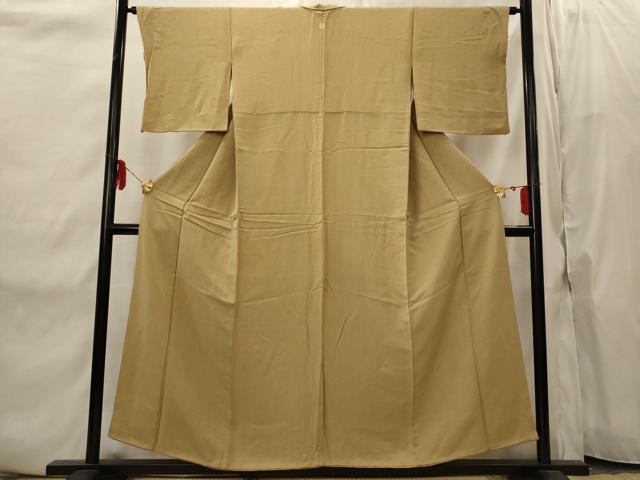 平和屋着物■上質な色無地 文字地紋 黄土色 正絹 逸品 AABI8436st