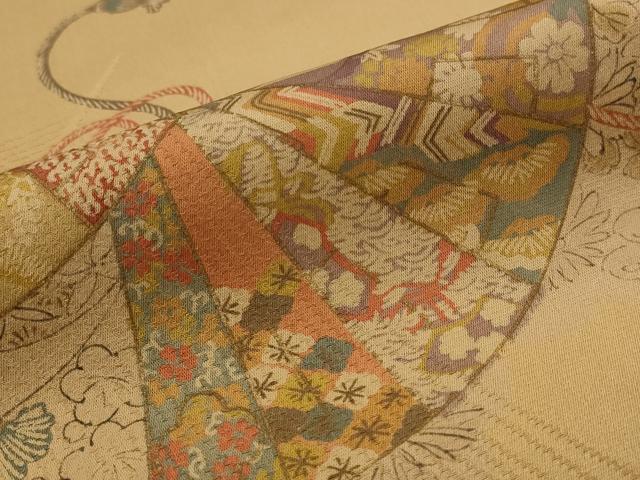 平和屋着物■上質な小紋 扇花文 正絹 逸品 AABI8442st