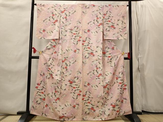 平和屋着物■上質な小紋 草花文 暈し染め 金彩 正絹 逸品 AABI8448st