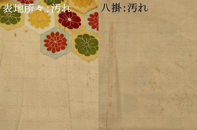 平和屋着物■色留訪問着 駒刺繍 亀甲花文 金彩 正絹 逸品 AABI8451st