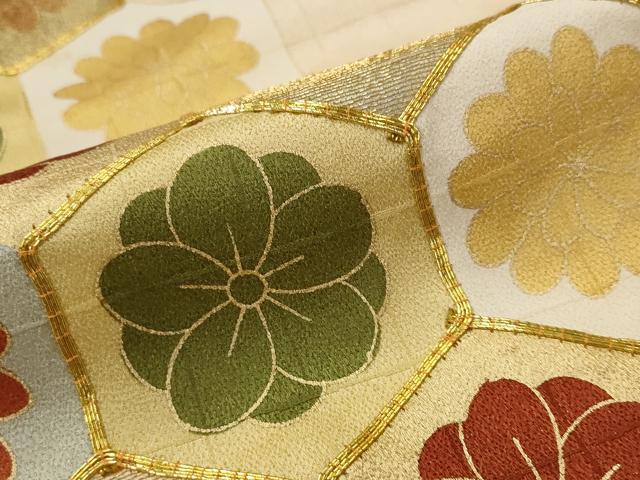 平和屋着物■色留訪問着 駒刺繍 亀甲花文 金彩 正絹 逸品 AABI8451st