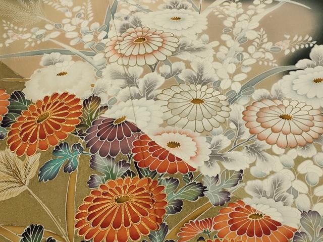 平和屋着物■豪華黒留袖 駒刺繍 草花文 暈し染め 金彩 ロング丈 正絹 逸品 AABI8454st