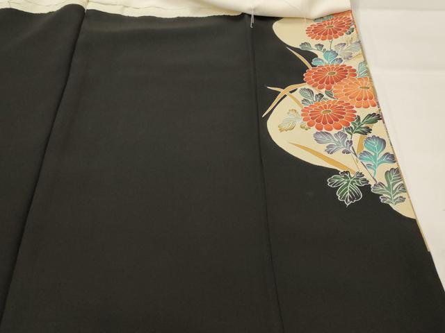 平和屋着物■豪華黒留袖 駒刺繍 草花文 暈し染め 金彩 ロング丈 正絹 逸品 AABI8454st