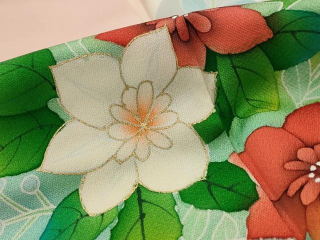 平和屋着物■訪問着 手描き 草花文 暈し染め 正絹 逸品 未使用 AABI8456st