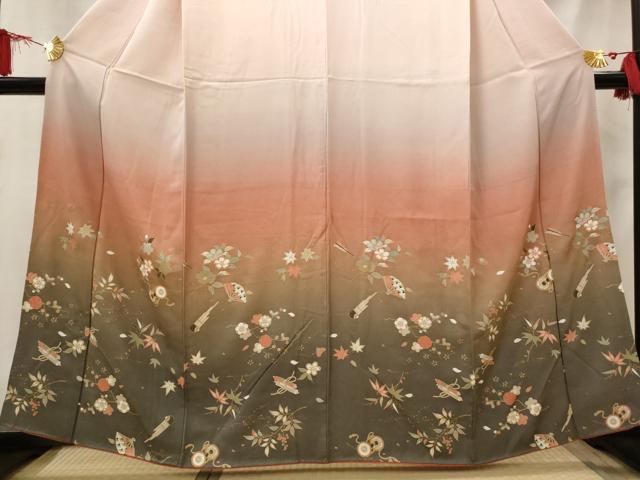 平和屋着物■訪問着 舞花文 暈し染め 金彩 正絹 逸品 AABI8457st