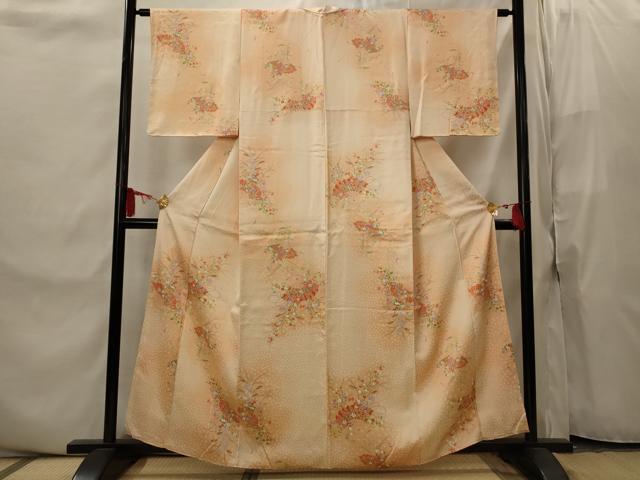 平和屋着物■上質な小紋 扇花文 暈し染め 正絹 逸品 AABI8458st