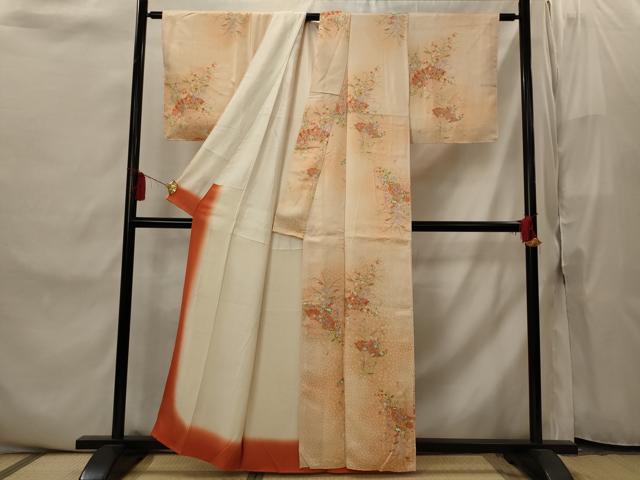 平和屋着物■上質な小紋 扇花文 暈し染め 正絹 逸品 AABI8458st