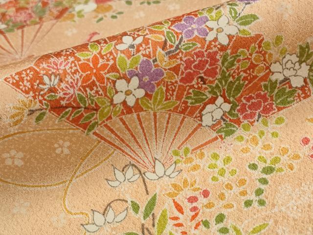 平和屋着物■上質な小紋 扇花文 暈し染め 正絹 逸品 AABI8458st