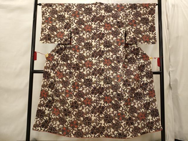 平和屋着物■上質な小紋 花唐草文 正絹 逸品 未使用 AABI8465st
