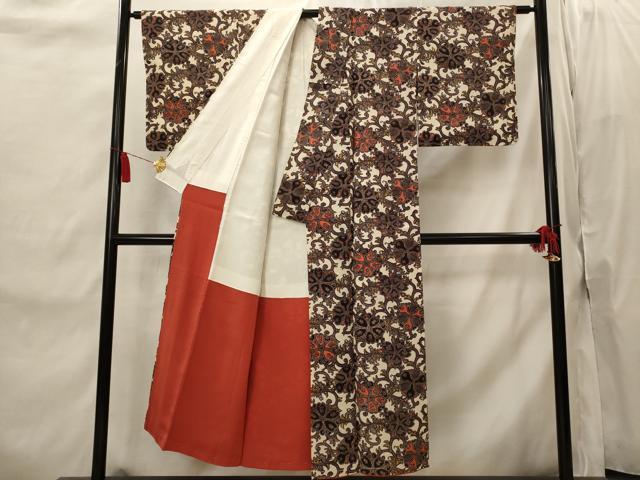 平和屋着物■上質な小紋 花唐草文 正絹 逸品 未使用 AABI8465st
