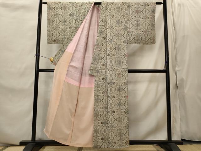 平和屋着物■お召 蜀江花文 正絹 逸品 AABI8469st