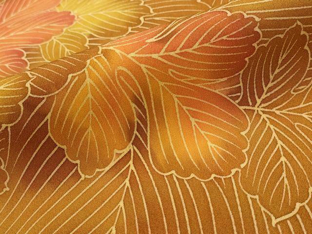 平和屋着物■上質な小紋 葉尽くし 暈し染め 正絹 逸品 AABI8470st