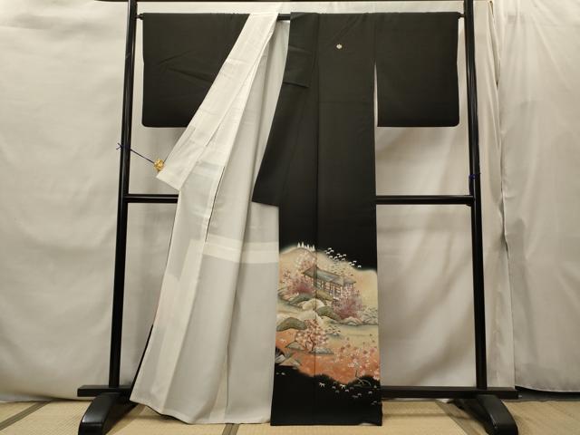 平和屋着物■豪華黒留袖 修学院離宮 暈し染め 金糸 金彩 正絹 逸品 AABI8476st