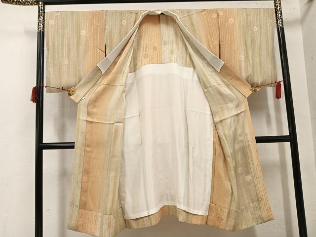 平和屋着物●長襦袢 無双仕立て 花地紋 暈し染め 正絹 逸品 AABI8482ph